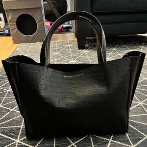 Ampersand as Apostrophe Sideways (Large) Black Croc Embossed Tote